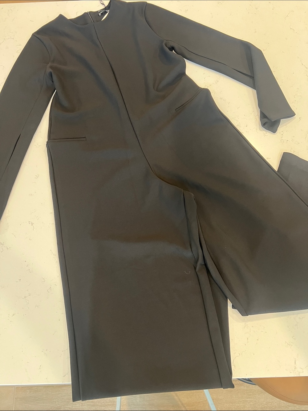 Zara Black Long-Sleeve Stertch Jumpsuit